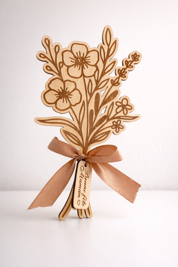 Bouquet en Bois Gravé pour Maman – Cadeau Personnalisé