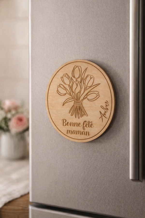 Magnet Maman Personnalisé en Bois – Bonne Fête Maman