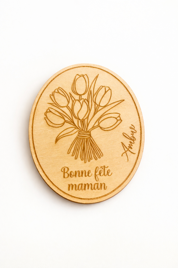 Magnet Maman Personnalisé en Bois – Bonne Fête Maman