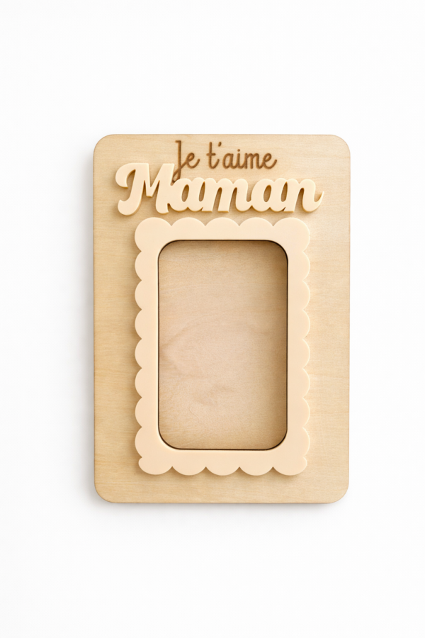 Cadre Photo Magnétique en Bois "Je t’aime Maman"
