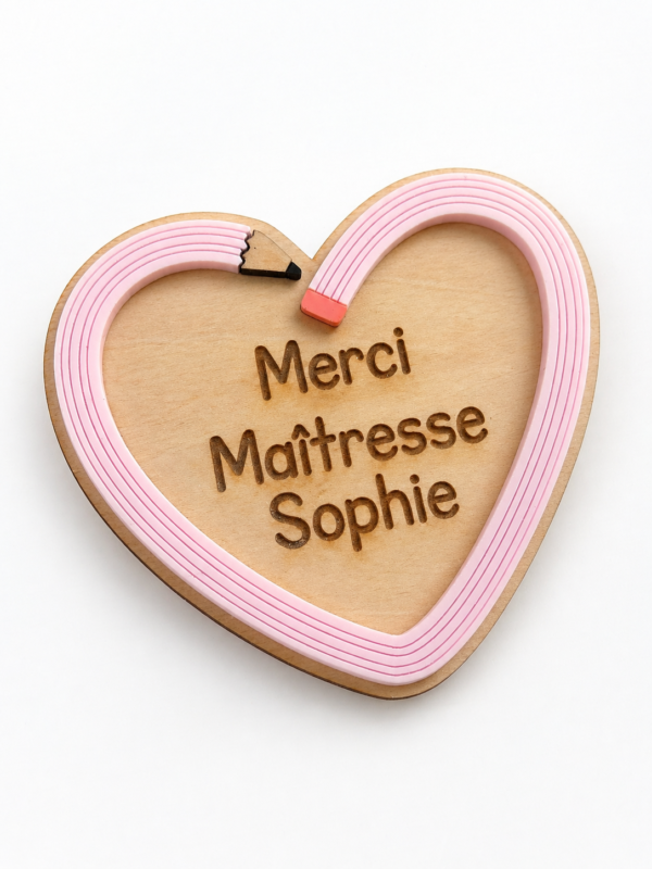 Magnet Cœur Personnalisé – Cadeau Remerciement Maîtresse