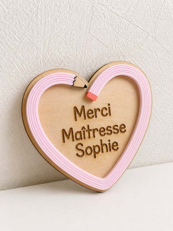 Magnet Cœur Personnalisé – Cadeau Remerciement Maîtresse