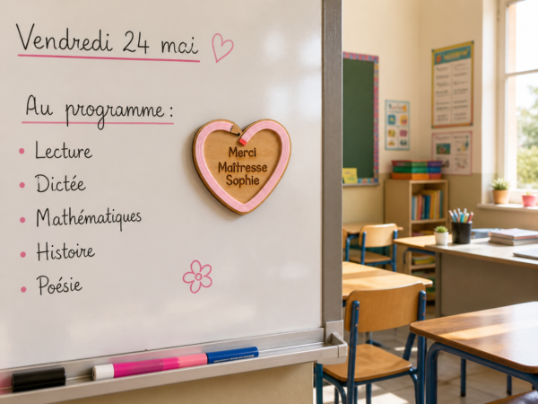 Magnet Cœur Personnalisé – Cadeau Remerciement Maîtresse