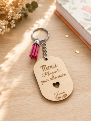 Porte clef 1 Porte-clés Bois Personnalisé Merci Maîtresse