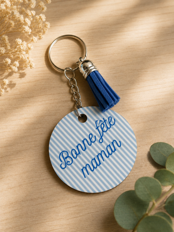 Porte-clefs photo rond personnalisé