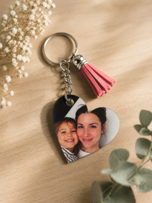 Porte-clef photo cœur personnalisé